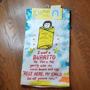 Funny Blue Q Dish Towel - Burrito